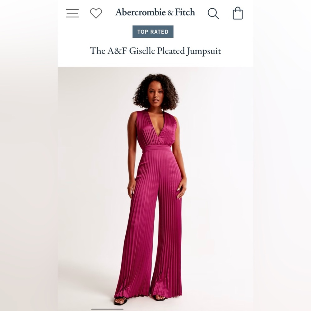 Abercrombie & Fitch Giselle Pleated Jumpsuit size L, Berry color